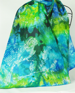 Silk Scarf Green Finch Bird of Paradise