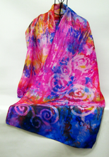 Load image into Gallery viewer, Silk Habotai Scarf Celtic Pink Carnival
