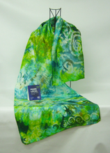 Load image into Gallery viewer, Silk Scarf Hand Painted Celtic Emerald Forrest
