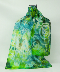 Silk Scarf Hand Painted Celtic Emerald Forrest