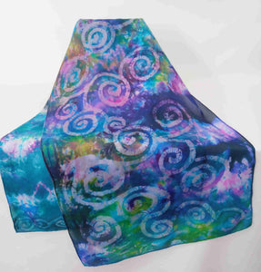 A Large Silk Shawl Turquoise Teal Celtic Garden