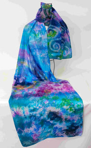 A Large Silk Shawl Turquoise Teal Celtic Garden