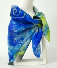 Load image into Gallery viewer, Silk Square Scarf The Blue Tit Celtic
